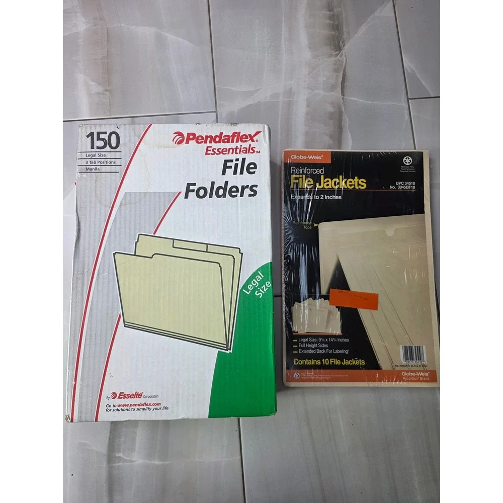 Pendaflex Essentials File Folders 150ct & Globe-Weis File Jackets 10ct Legal